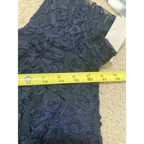 JS COLLECTION Embroidered Soutache Cocktail Sheath Dress Navy Size 4 - Picture 10 of 12